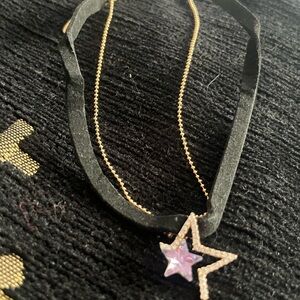 Star Pendant Necklace with Pink Gem